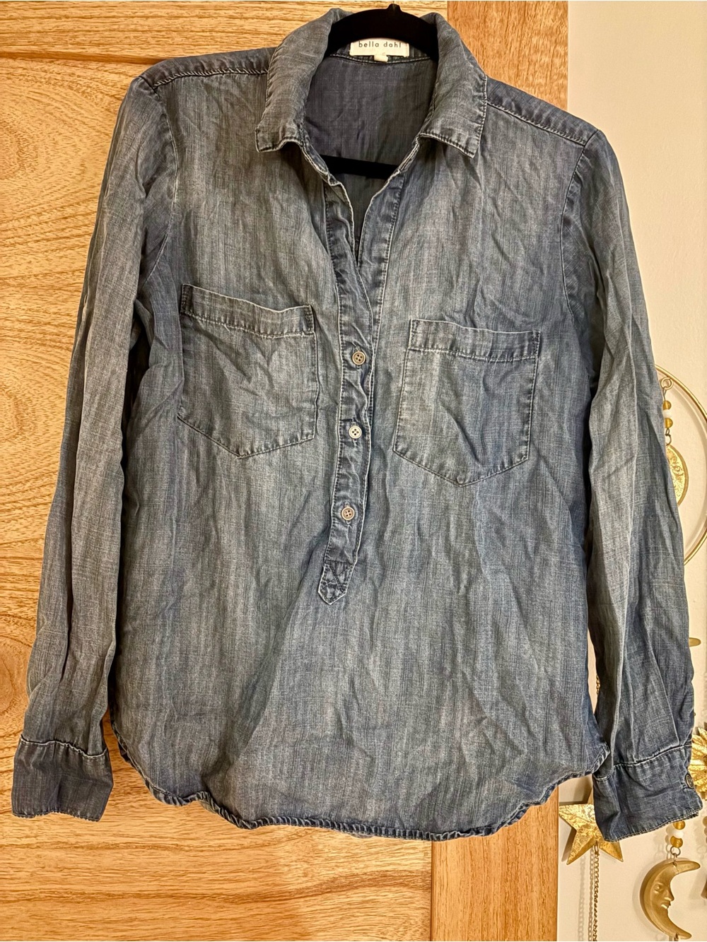 Bella Dahl Washed Blue Denim Button-Front Casual Shirt